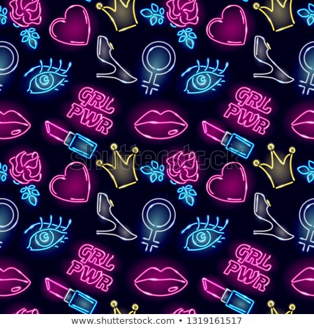 Stock photo: Cosmetics Neon Seamless Pattern