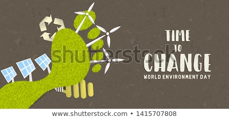 Foto stock: Environment Day Banner Of Green Carbon Footprint