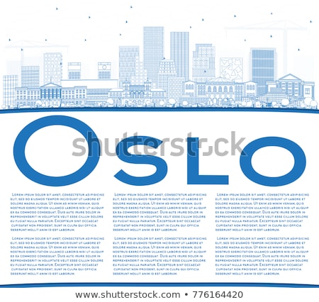 ストックフォト: Outline Oslo Skyline With Blue Buildings And Copy Space