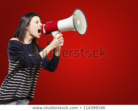 Foto stock: Angry Woman With Megaphone