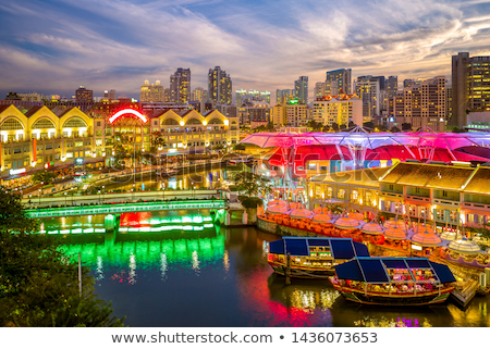 Stok fotoğraf: Nightlife At Clarke Quay Singapore Aerial