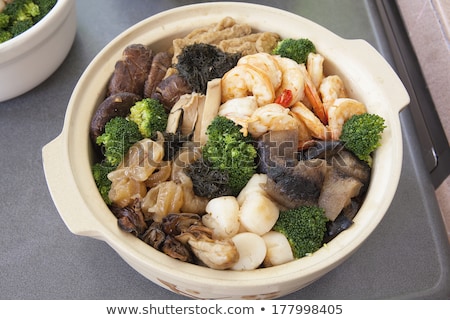 Zdjęcia stock: Poon Choi Cantonese Big Feast Bowls Closeup