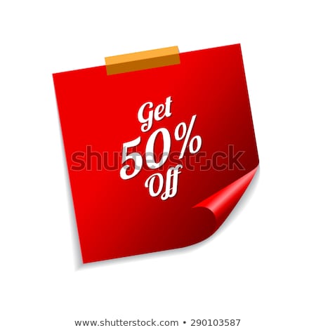 Foto stock: Get 50 Percent Red Sticky Notes Vector Icon Design