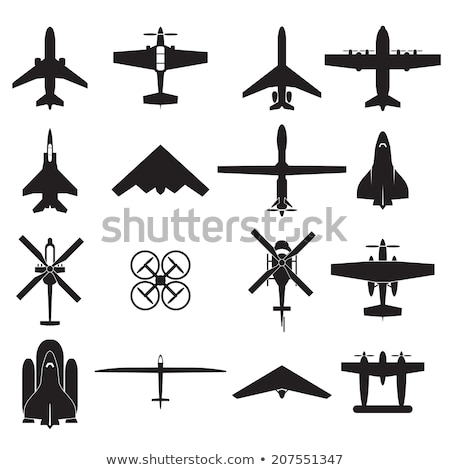 Foto stock: Set Of Military Aircraft Vector Illustrations