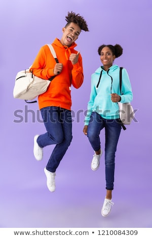 Stok fotoğraf: Full Length Photo Of Attractive African American Brother And Sis