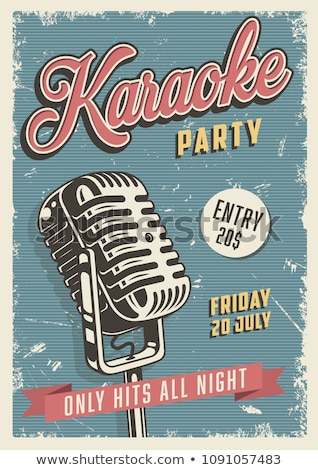 Foto stock: Karaoke Poster Vector Retro Concert Karaoke Club Background Mic Design Creative Layout Audio El