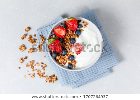 Stockfoto: Healthy Homemade Granola On Gray Background