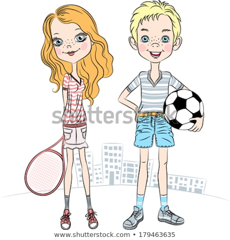 Stok fotoğraf: Cute Girl With Racquet