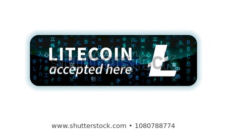 Foto stock: Litecoin Accepted Here Bright Glossy Badge On White