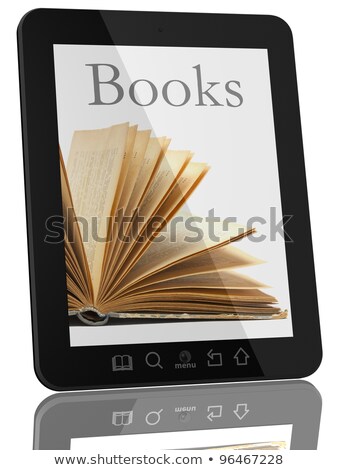 ストックフォト: Generic Tablet Computer And Book - Digital Library Concept