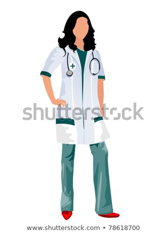 Stock fotó: Nurse Woman With White Doctors Smock Vector Illustration