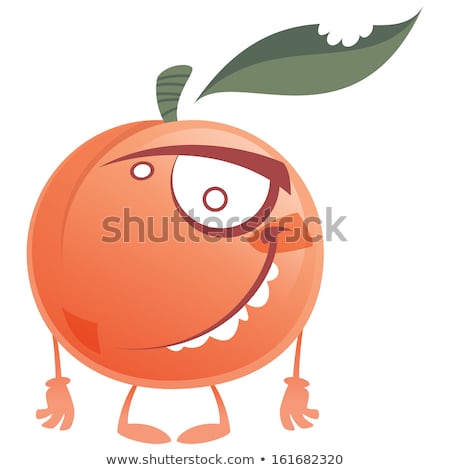 Stock photo: Crazy Cartoon Pink Peach Fruit Character Standing