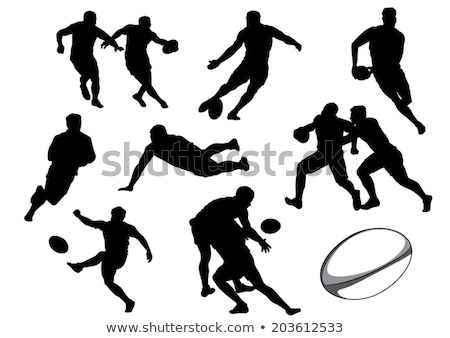 Zdjęcia stock: Rugby Player Silhouette Vector Illustration