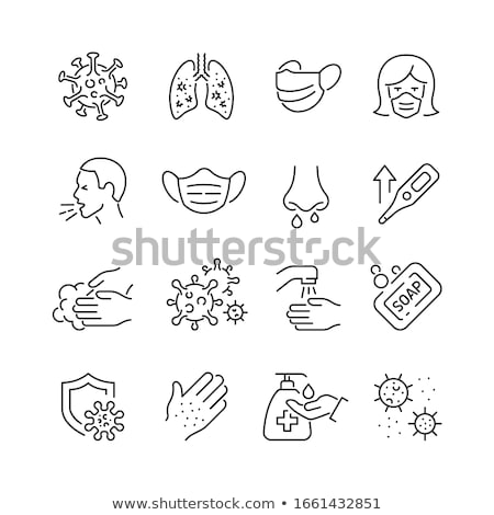 Сток-фото: Black Vector Icons For Microbiology