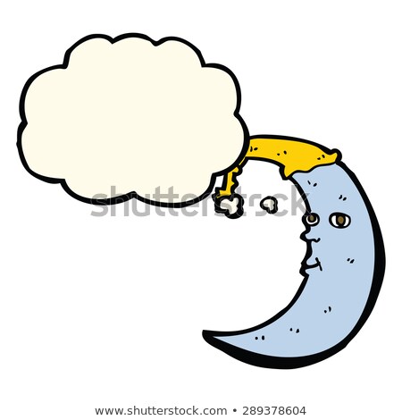 Zdjęcia stock: Sleepy Moon Cartoon With Thought Bubble