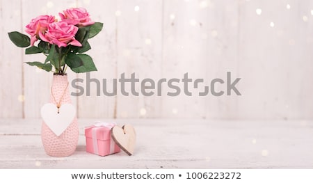 Stok fotoğraf: Pink Heart On A Rustic Wooden Background