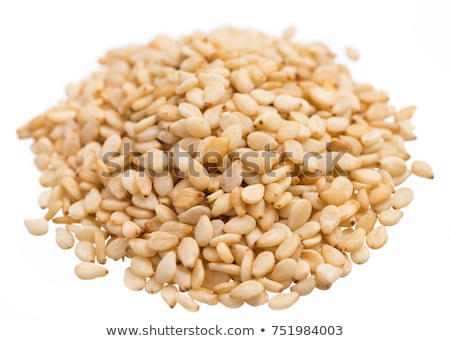 Foto stock: Pile Of Organic Sesame White Sesamum Indicum