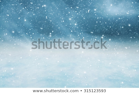 Foto stock: Art Christmas Decoration On Blue Snow Background