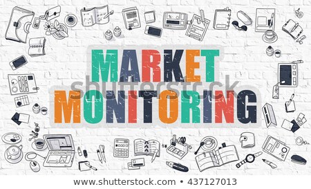 Stock fotó: Multicolor Monitoring On White Brickwall Doodle Style