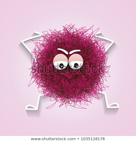 Stock foto: Fluffy Cute Pink Spherical Creature Worried And Stressed