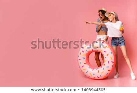 Stock photo: Amazing Beautiful Woman In Swimwear Pointing