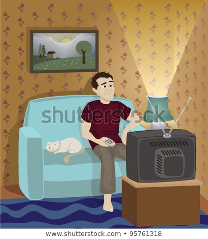 Stock fotó: Cartoon Bored Man In Pajamas