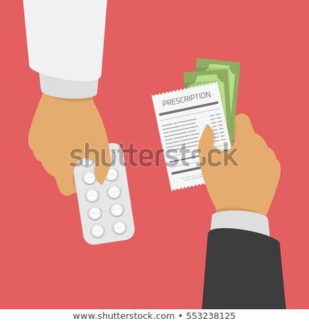 Stockfoto: Pharmacist Giving The Pills To The Pharmacy Customer Vector Isolated Cartoon Illustration