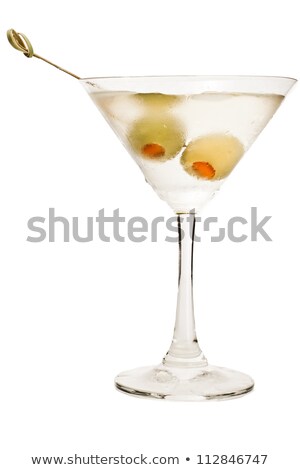 Two Classic Dry Martini With Olives On White Background Stock foto © Wollertz