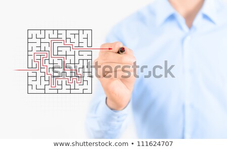 Stock photo: Pencil Drawing The Exit Way Out From Maze