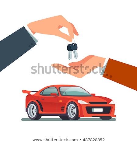 Stock foto: Hands With Red Sports Car And Key