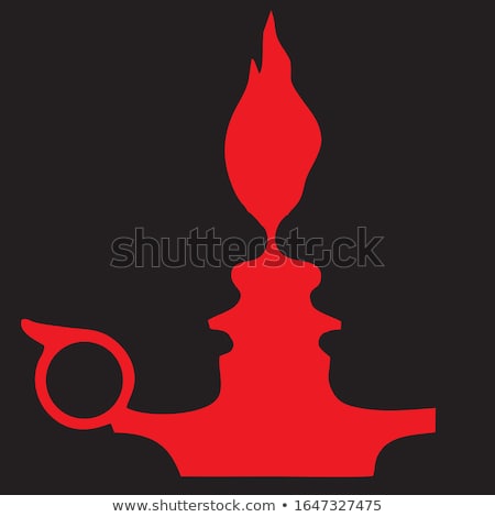 Foto stock: Young Woman In Red With A Gas Torch