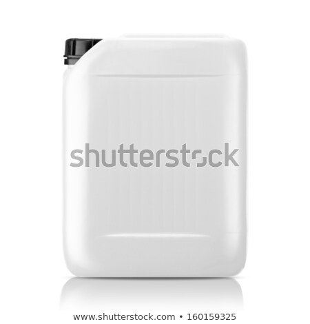 Foto d'archivio: White Plastic Jerry Can Is Isolated On A White Background