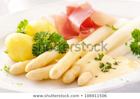 Stockfoto: Organic Salmon Fillet Potatoes Asparagus