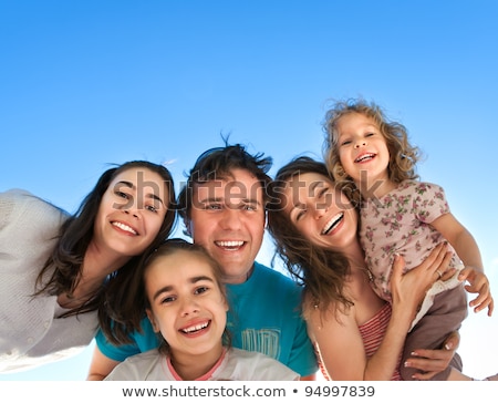 Stock foto: Orträt · der · glücklichen · fünfköpfigen · Familie