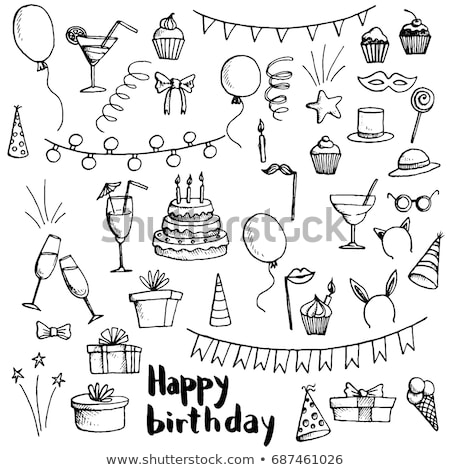 Сток-фото: Hand Drawn Birthday Doodles Vector Illustration