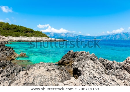 Stock fotó: Rocky Shore With Turquoise Sea Water Adriatic Coast Of Korcula