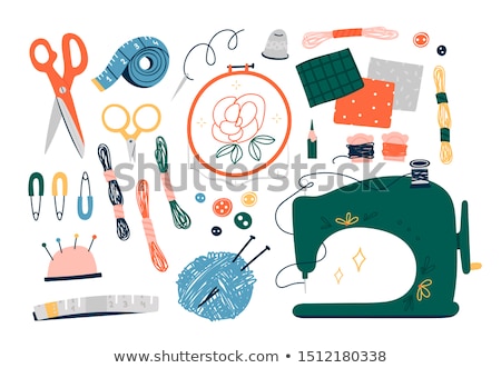Stock fotó: Flat Color Icons Vector Collection Of Sewing