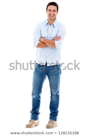 ストックフォト: Man Standing Arms Crossed Over White Background