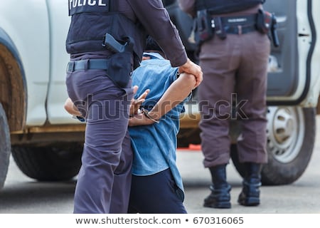 Сток-фото: Woman Police With Handcuffs On White