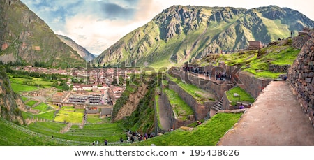 Ancient Agricultural Terraces Of The Pisac Sacred Valley In Peru Stock fotó © klublu