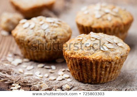 Stock photo: Healthy Vegan Oat Muffins Apple And Banana Cakes On A Wooden Background