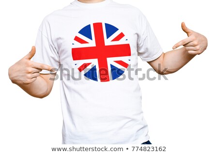 ストックフォト: Man Wearing White Shirt With Uk Flag Print