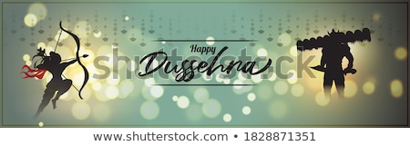 Stock photo: Happy Dussehra Hindu Festival Lord Rama Holding Bow And Arrow