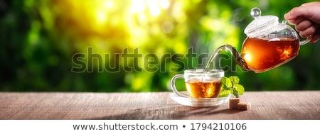 Foto d'archivio: Cup Of Tea With Mint Leaf