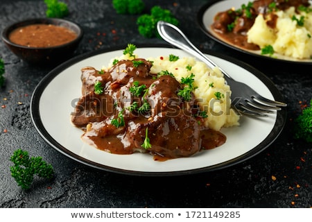 Stok fotoğraf: Pan Fried Potatoes And Chicken Liver