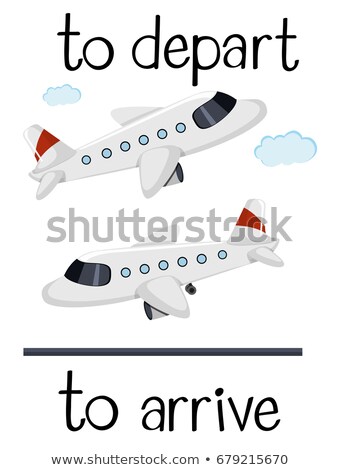 Stockfoto: Opposite Wordcard For Depart And Arrive