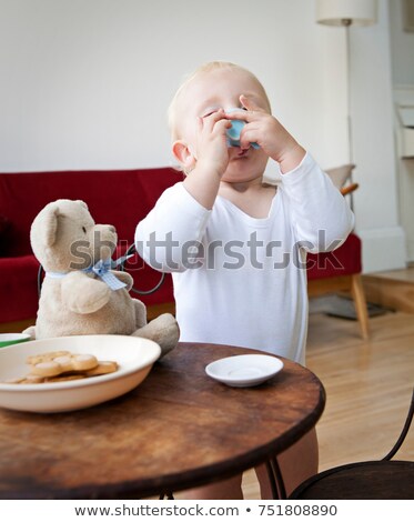 Foto stock: Boy Toddler Having A Pretend Cup Of Tea