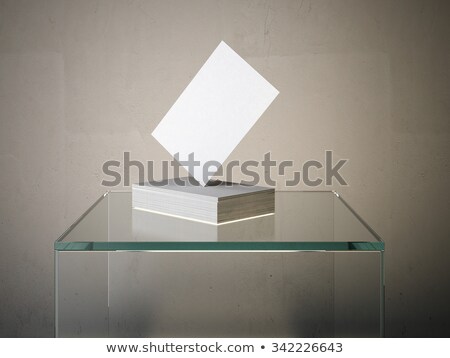 ストックフォト: Stack Of Business Cards On The Glass Podium