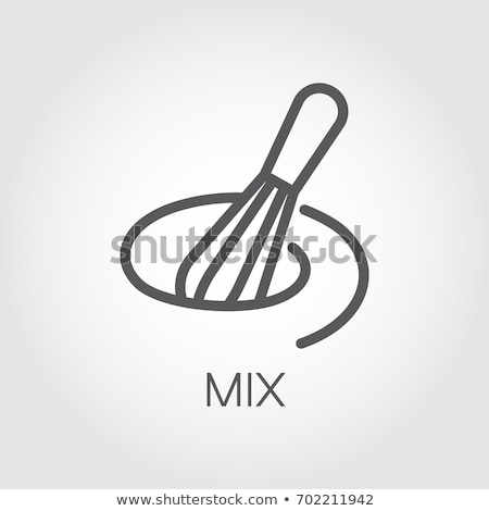 Сток-фото: Simple Vector Kitchen Whisk Icon Label