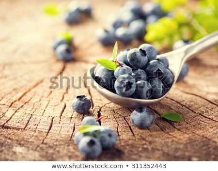 Сток-фото: Freshly Picked Blueberries In Vintage Spoon